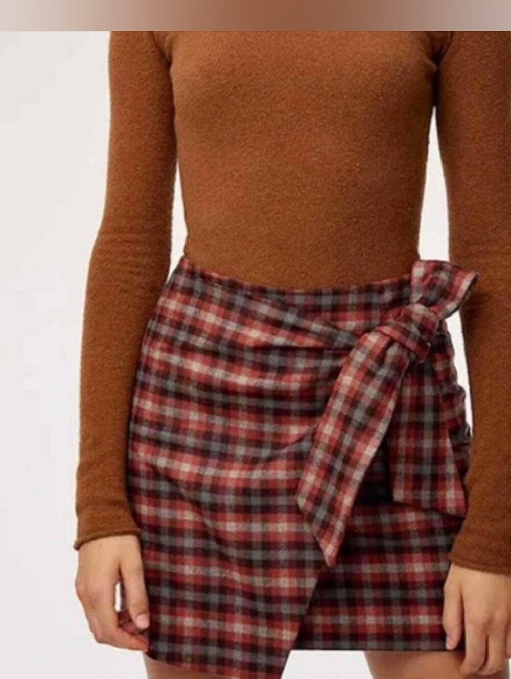 Wilfred Aritzia Plaid Wool Cashmere Wrap Skirt Size 6